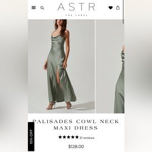 ASTR the label cowl neck maxi dress in sage